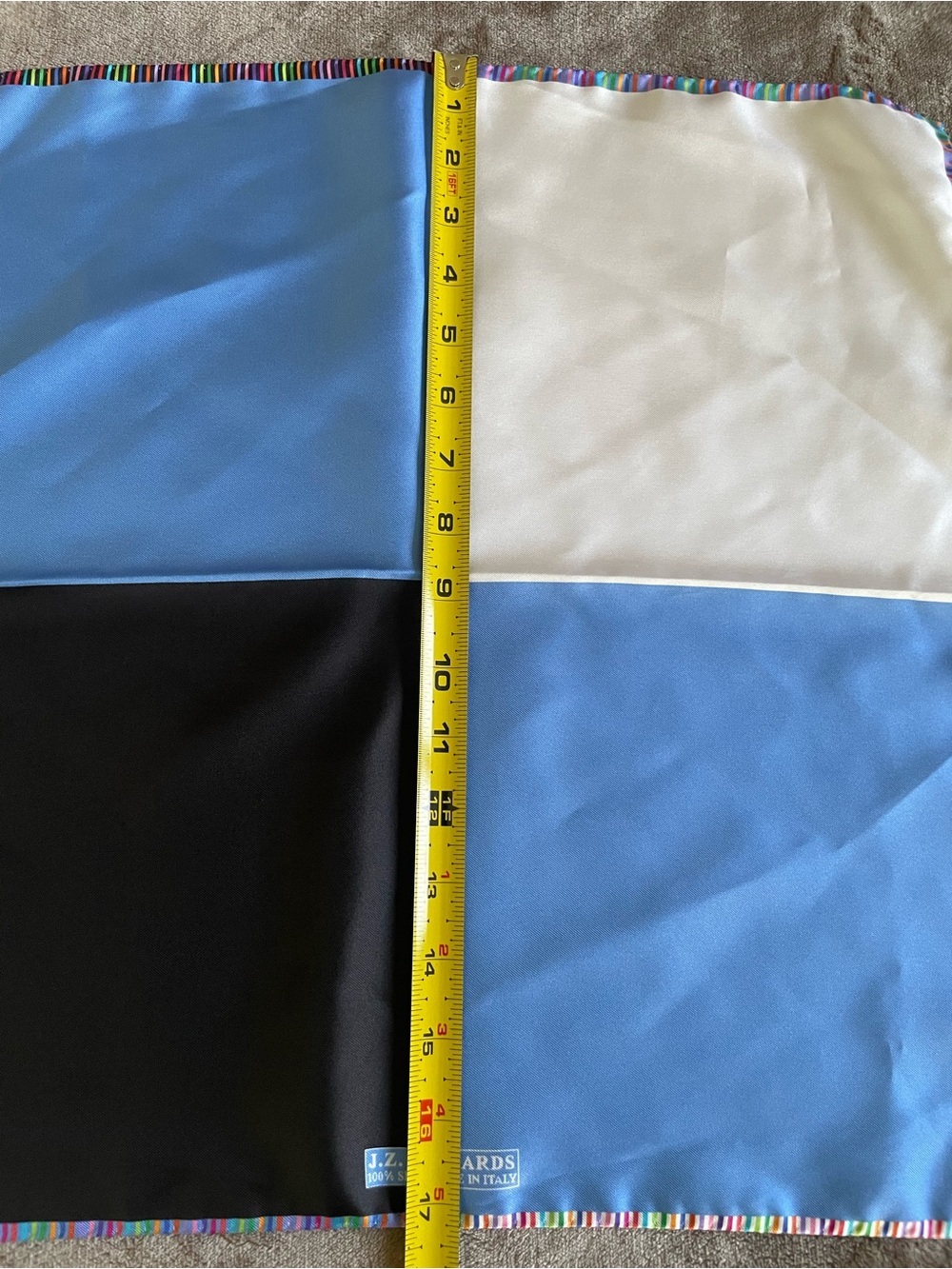 J.Z. Richards Silk Pocket Square Color Block Italian Made 17 Inch - Picture 6 of 7